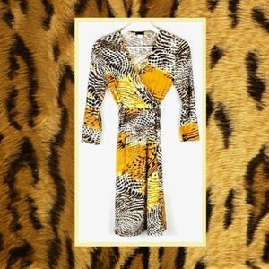 Vintage Animal Print Belted Dress in Brown Tan